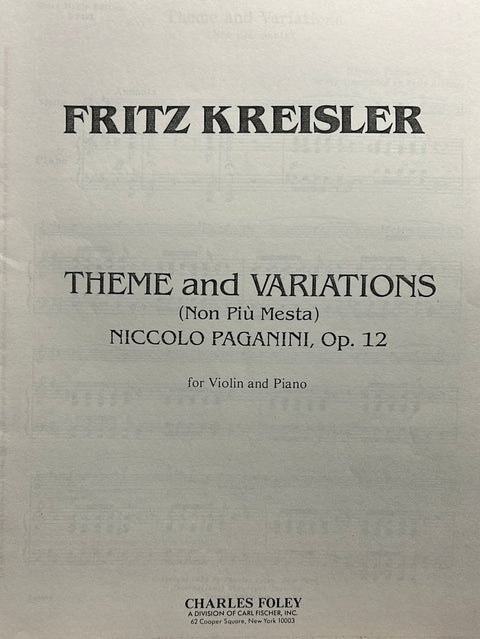 Theme and Variations (Non Più Mesta) Op. 12 - N. Paganini - Violin/Piano