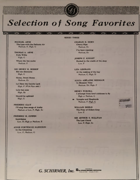 Nymphs and Shepherds, High Voice - Purcell
