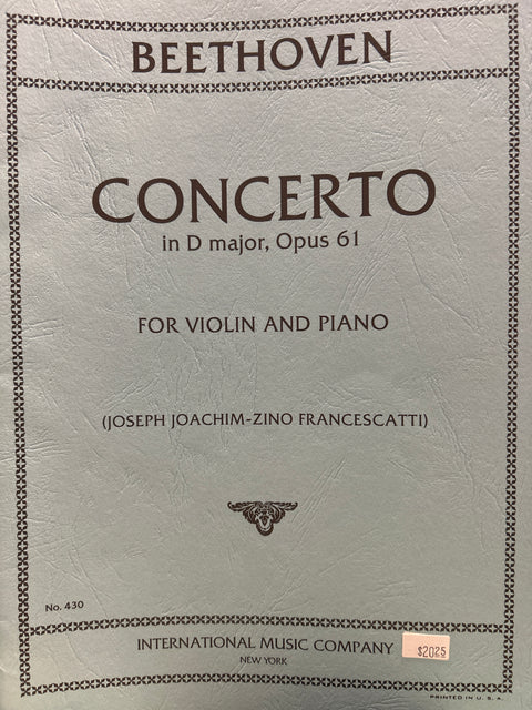 Concerto in D Major, Opus 61 for Violin - Beethoven/Joachim/Francescatti