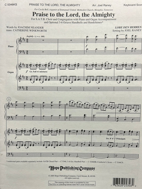 Praise to the Lord, the Almighty Organ & Piano Duet