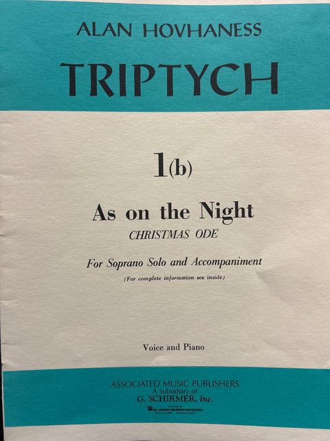 As on the Night (Christmas Ode) Voice and Piano