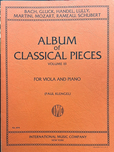 Album of Classical Pieces, Vol. 3 - Viola - P. Klengel