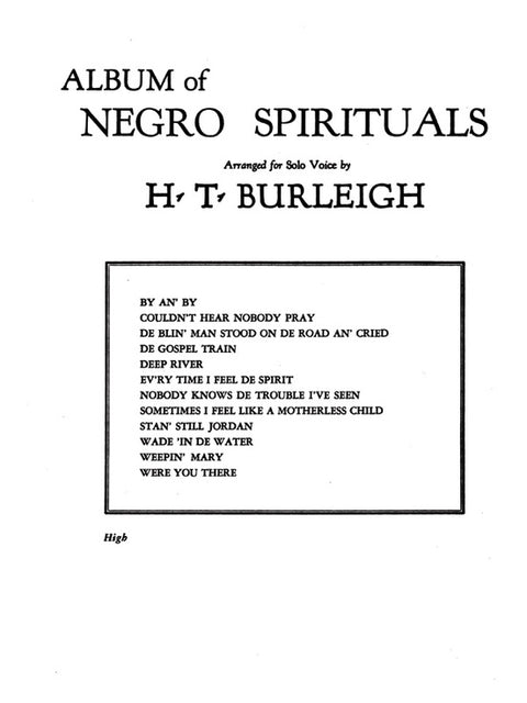 Album of Negro Spirituals, High Voice - Burleigh