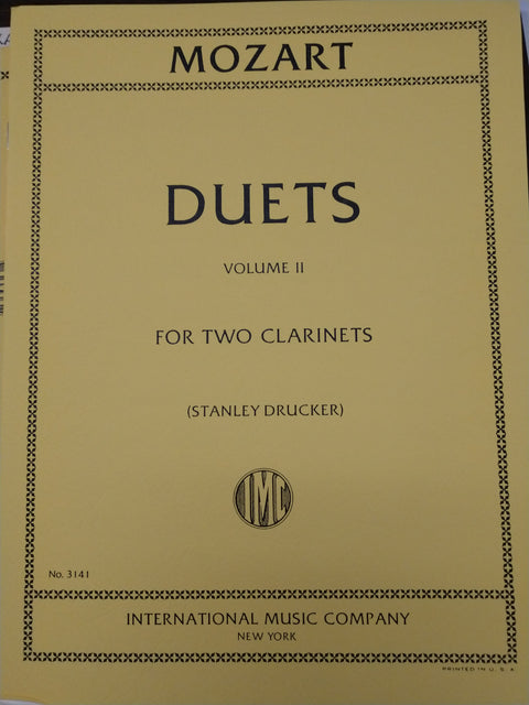 Six Duets for Two Clarinets - Volume II - Mozart/Drucker