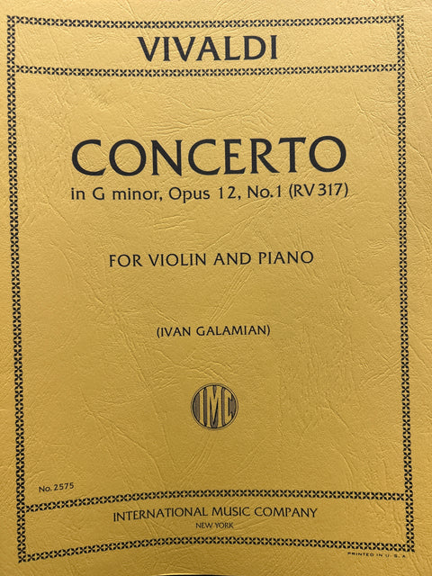 Concerto in G minor for Violin, Opus 12, No. 1 (RV317) - Vivaldi/Galamian