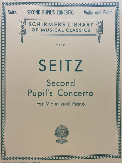 Pupil's Concerto No. 2 in G Major, Op. 13 - Violin - Seitz
