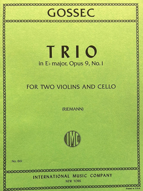 Trio in Eb Major, Op. 9, No. 1 - for Two Violins and Cello - Gossec