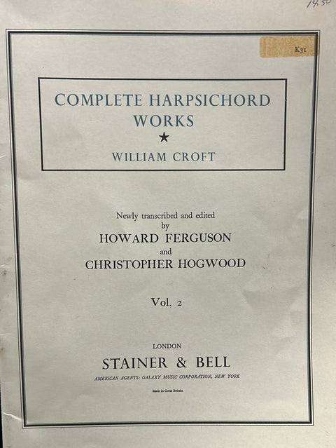 Complete Harpsichord Works - W. Croft