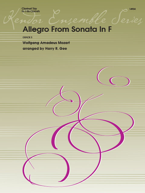 Allegro from Sonata in F - Clarinet - Mozart/Gee