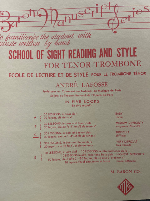 School of Sight Reading and Style - Trombone - Lafosse
