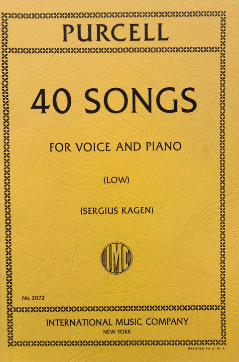 Purcell: 40 Songs, Complete Volume - Vocal - Purcell/Kagen