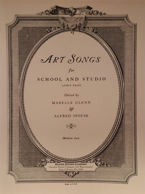 Art Songs for School and Studio - Ditson/Glenn/Spouse