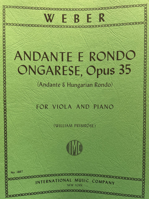 Andante e Rondo Ongarese, Op. 35 - Viola - Weber / Primrose