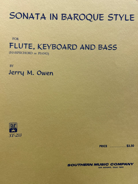 Sonata in Baroque Style for Flute, Keyboard and Bass - Owen