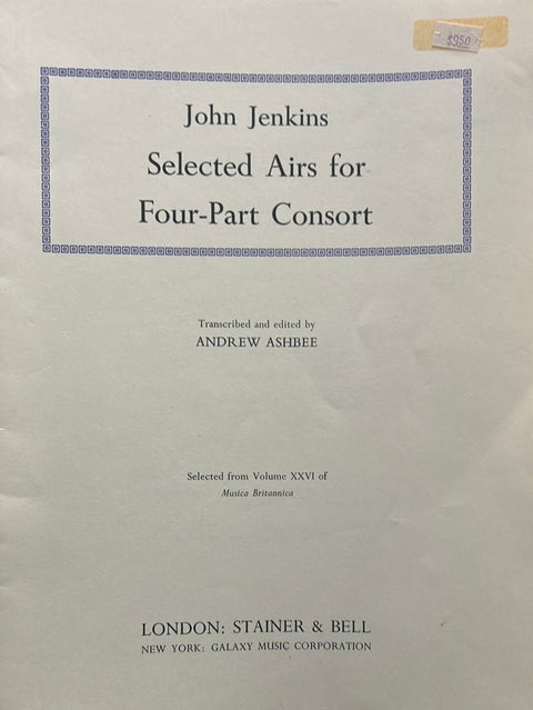 Selected Airs for Four-Part Consort - J. Jenkins