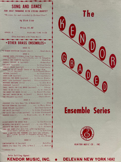 Song and Dance for Solo Trombone with String Quartet - Lieb