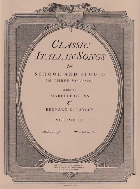 Classic Italian Songs - Vocal - Glenn/Taylor