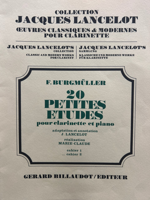 20 Petites Etudes for Clarinet and Piano (20 Small Studies) - Volume 2 - Burgmuller/Billaudot