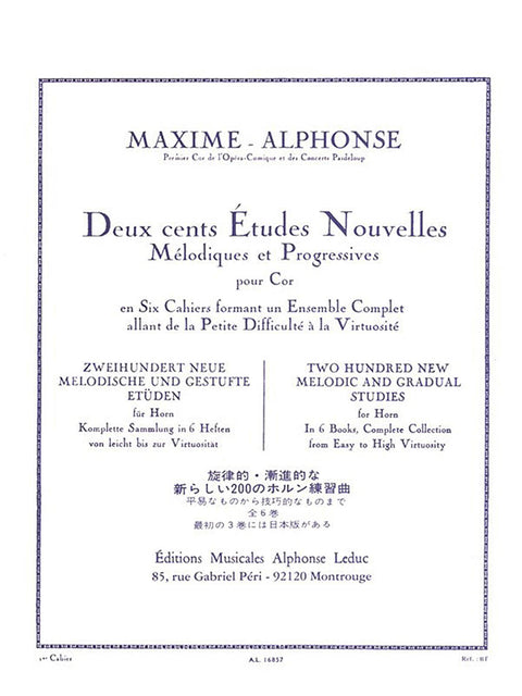 Two Hundred New Melodic and Gradual Studies for Horn - Book 1 - Alphonse