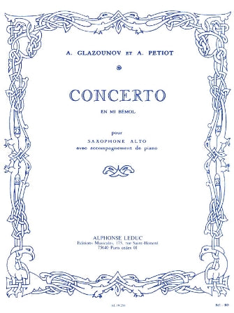 Concerto for Alto Saxophone - with Piano Accompaniment - Glazunov