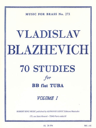 70 Studies for BB-flat Tuba - Volume I - Blazhevich