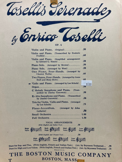 Toselli's Serenade - Cello - Enrico Toselli