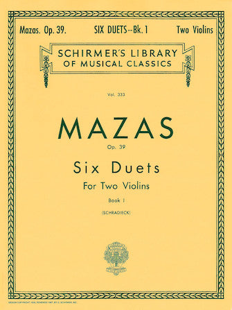 Six Duets for Two Violins - Book 1 - Mazas