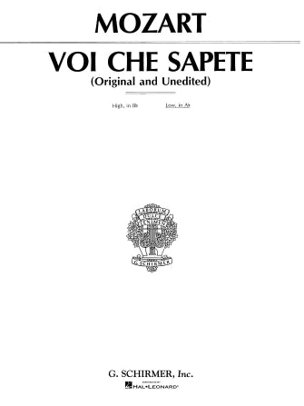 Voi che sapete (from Le Nozze di Figaro), Low Voice - Mozart