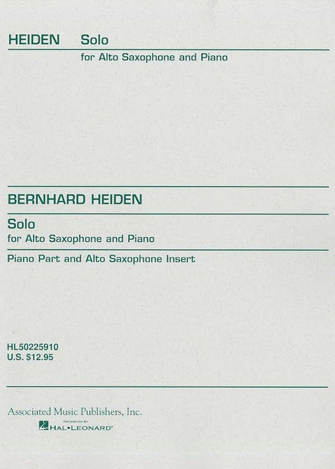 Solo for Alto Saxophone and Piano - Heiden - H & H Music