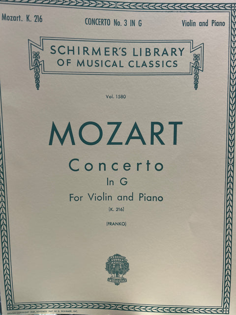 Concerto in G for Violin - Mozart/Franko