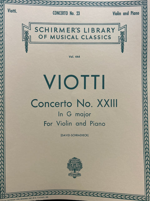 Concerto No. 23 in G Major for Violin - Viotti/Schradieck