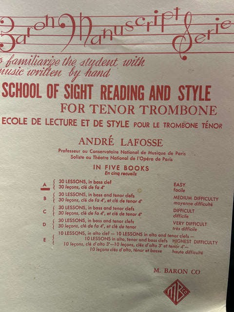 School of Sight Reading and Style - Trombone - Lafosse