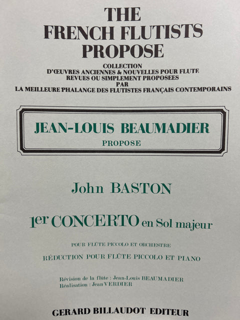 Concerto No. 1 in G Major for Piccolo - Baston / Beaumadier