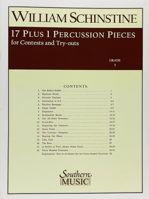 17 Plus 1 Percussion Pieces for Contest and Try-Outs - Schinstine