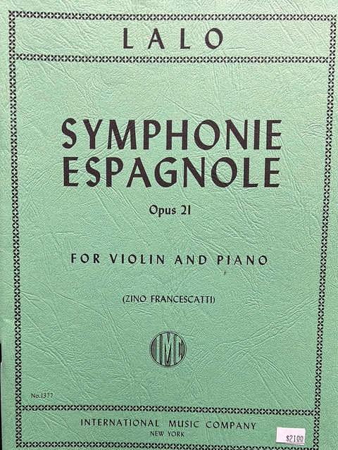 Symphonie Espagnole, Opus 21 - Violin & Piano - E. Lalo