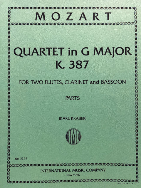 Quartet in G Major, K. 387 for two flutes, clarinet and bassoon - Mozart