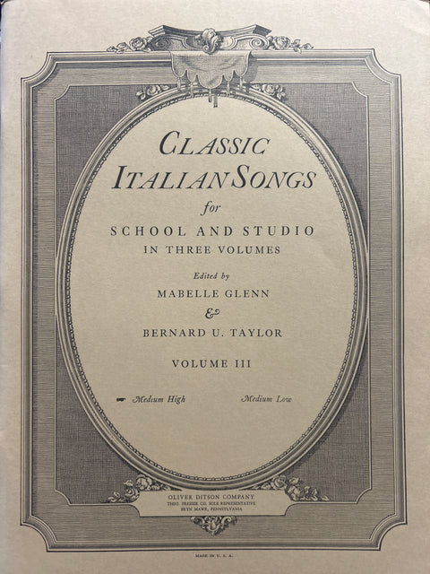 Classic Italian Songs - Vocal - Glenn/Taylor
