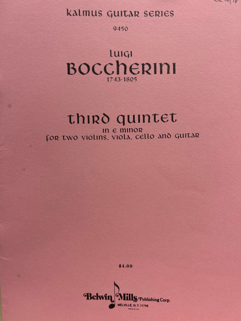 Third Quintet in E Minor for Two Violins, Viola, Cello and Guitar - Kalmus Guitar Series - Boccherini