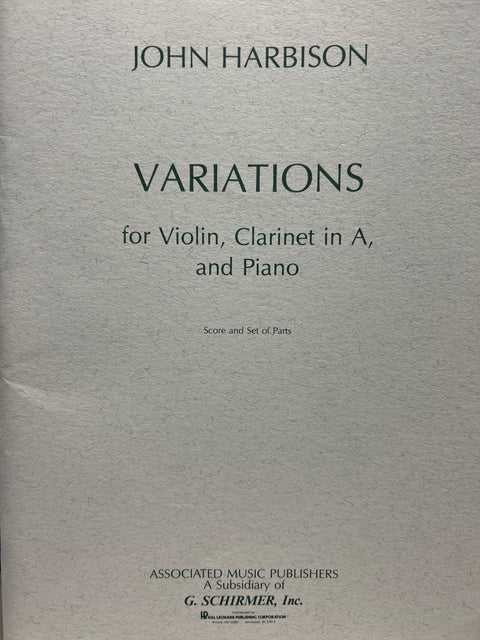 Variations for Violin, Clarinet in A, and Piano - Score and Set of Parts - Harbison