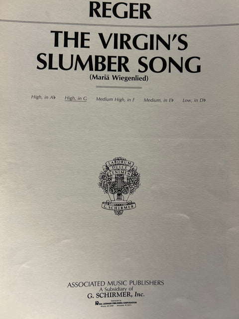 The Virgin's Slumber Song - Piano / Vocal - Wiegenlied / Reger