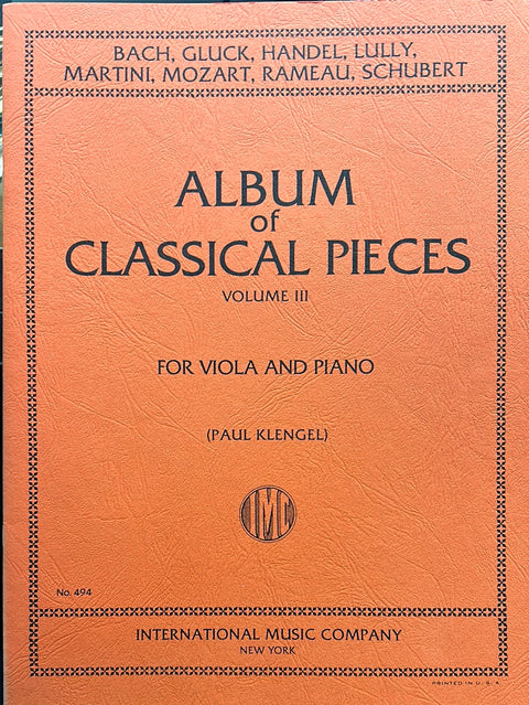 Album of Classical Pieces, Vol. 3 - Viola - P. Klengel