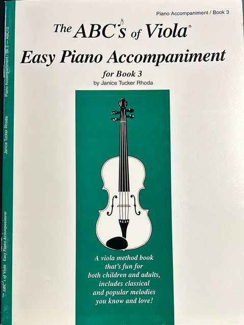 The ABC’s of Viola Easy Piano Accompaniment for Book 3 - Rhoda