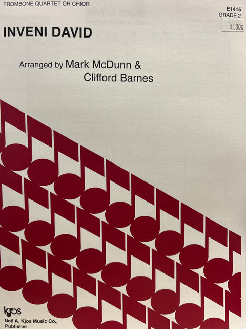 Inveni David - Grade 2 - Trombone Quartet or Choir - Bruckner/Arranged by McDunn/Barnes