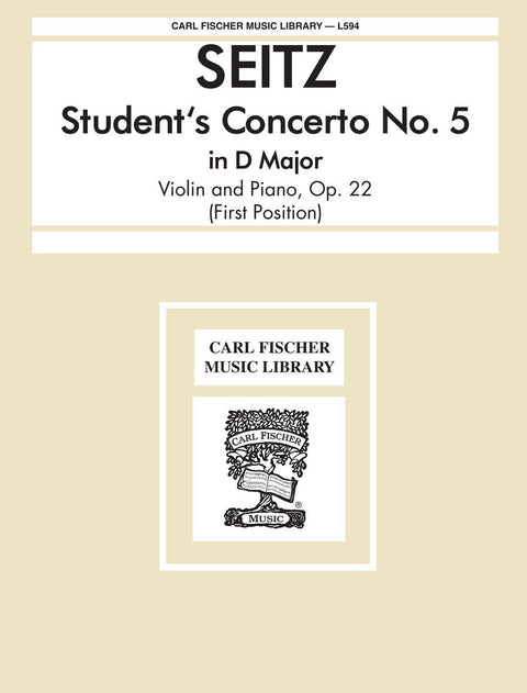 Student's Concerto No. 5 In D Major, Op. 22 - Violin/Piano - Seitz
