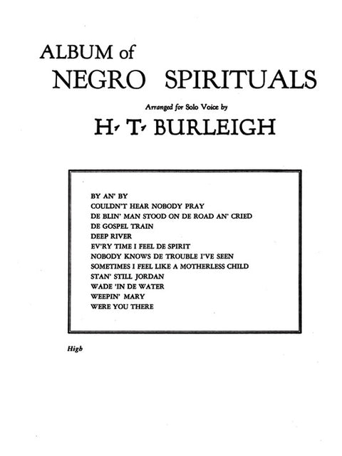 Album of Negro Spirituals, High Voice - Burleigh