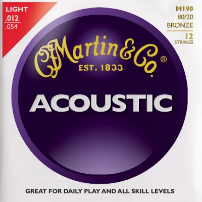 Martin Acoustic Guitar Strings - M190 Light - 12 String