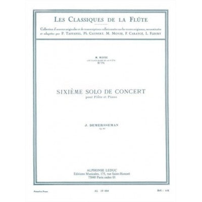 Sixième Solo De Concert for Flute - No. 74, Op. 82 - Demersseman/Moyse*