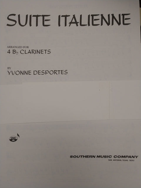 Suite Italienne for Four Clarinets - Desportes