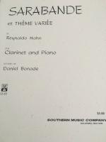 Sarabande et Theme Variee - Clarinet - Hahn/Bonade