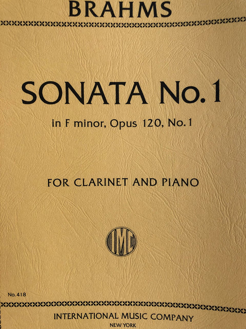 Sonata No. 1 in F Minor, Op. 120 - Clarinet - Brahms